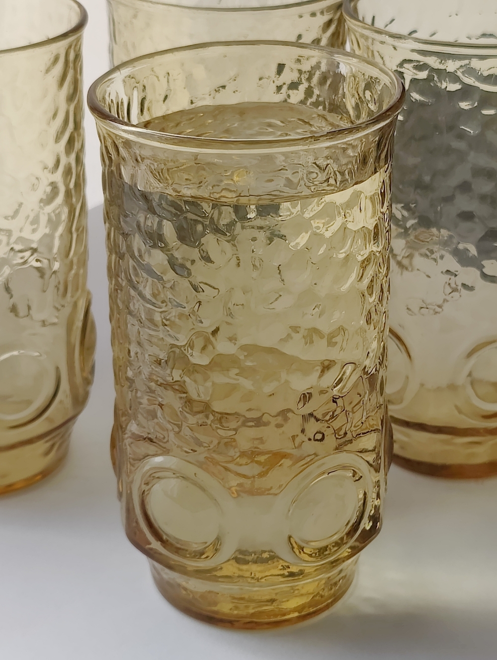 4 Vintage 70s Tumblers | Anchor ⚓ Hocking | Heritage Hill Honey Gold 💛 12 oz